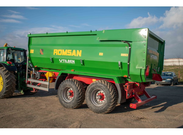 Remorca Agricola ROMSAN R140TAHK -TANDEM BENA TIP U 14t, basculare spate, frana pe aer , prelata cu suport si roata de rezerva de vanzare